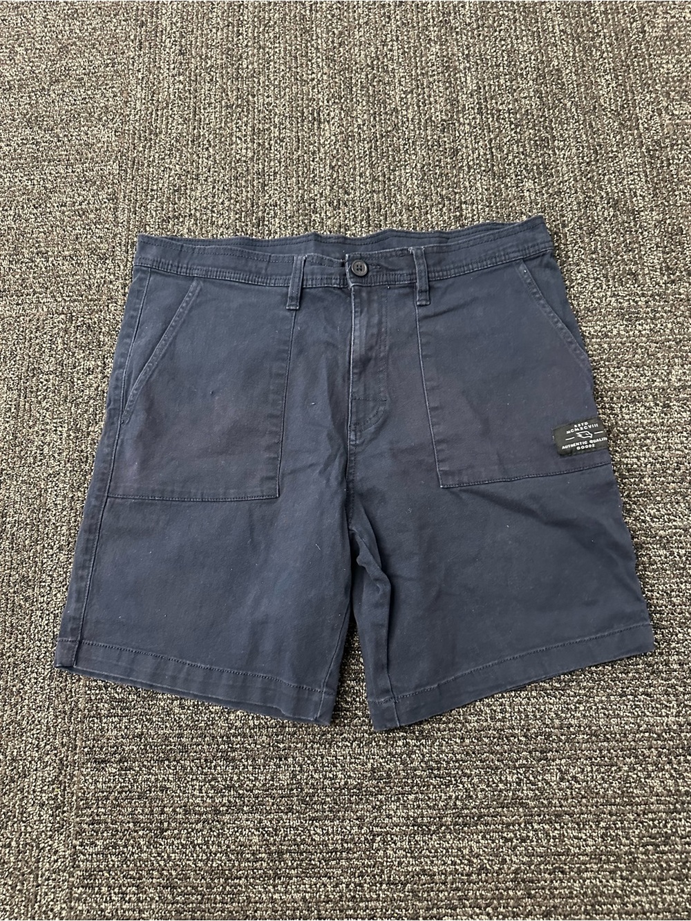 Tony Hawk Men's 34 Blue Cotton Spandex Solid Flat Front Shorts Pockets Logo